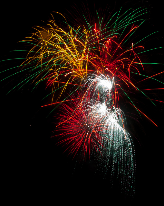 Fireworks in the night sky over Rotorua