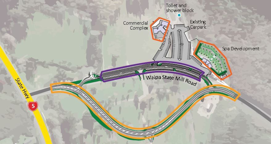 A map showing the Commercial Complex and Spa Development areas