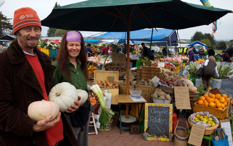 Fruit and vegetables stand at the Kuirau Park Market