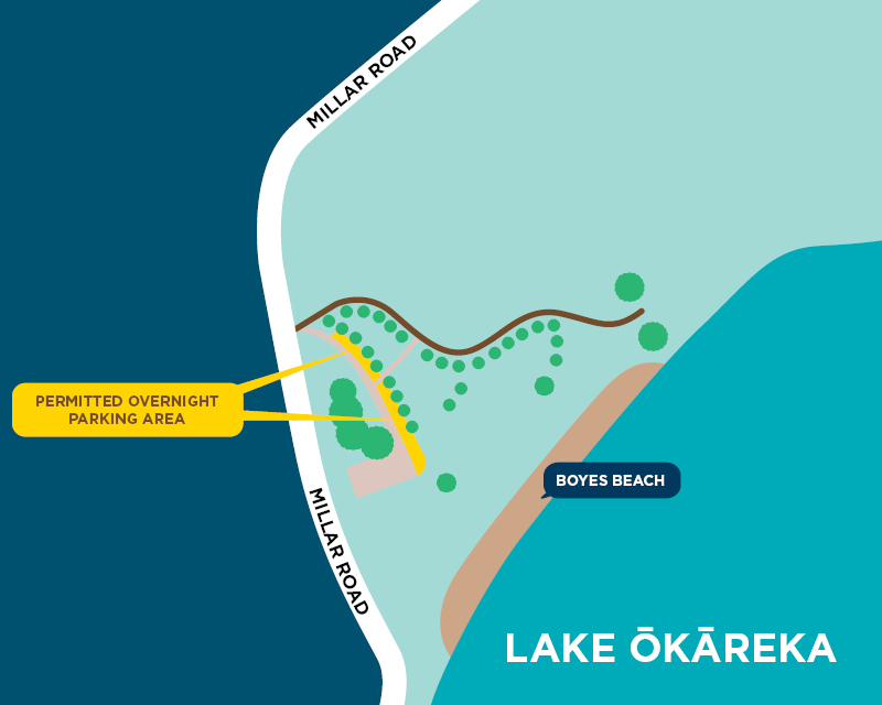 Lake Okareka permitted overnight parking map